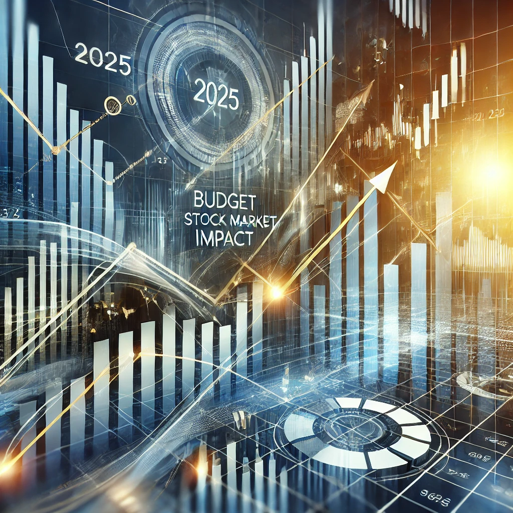 Budget 2025 Stock Market Impact with financial charts and stock trends